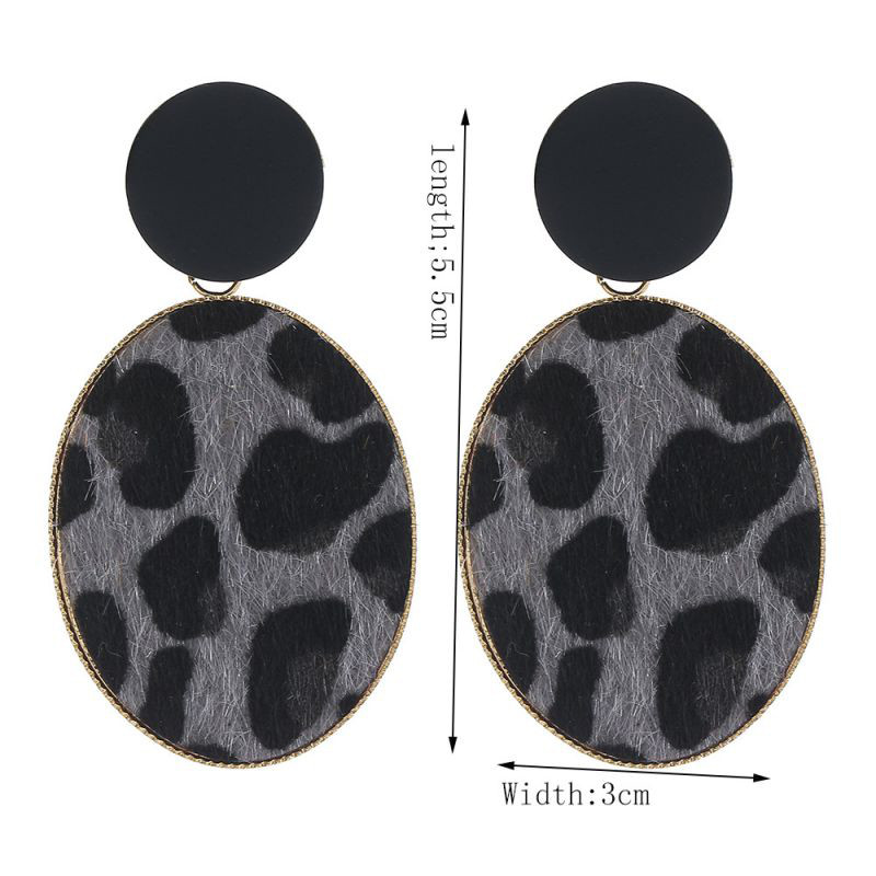 Серьги-пусеты с овальными леопардовыми подвесками CJR69743