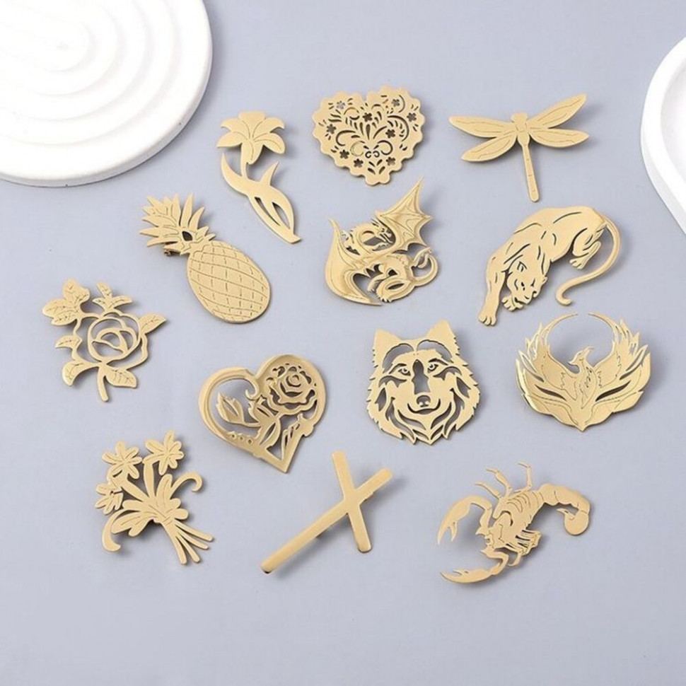 Брошь Медицинская сталь с напылением золотом J10301CJJ