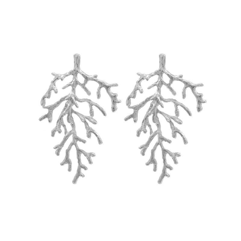 Ажурные серьги-пусеты веточки CJM02010