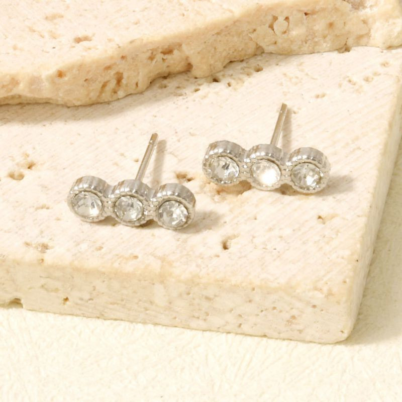 Серьги-пусеты Тройные кристаллы CJR68527