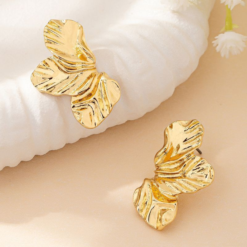 Стильные серьги-пусеты золотистая абстракция CJM14419