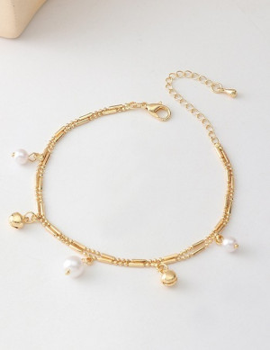 Браслет на ногу с жемчугом и шариками G51874 Браслет на ногу с жемчугом и шариками G51874