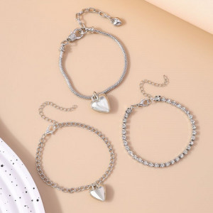 Комплект браслетов-цепочек с сердцами CJH24216