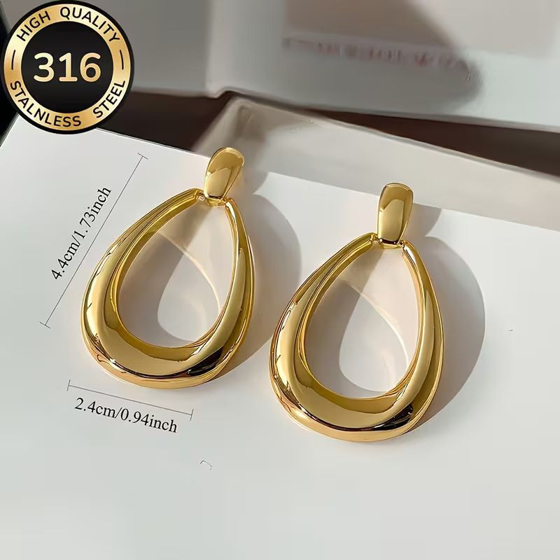 Стальные серьги из стали с каплей CJZ47815