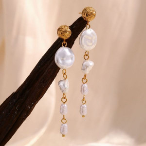 Серьги Висячие длинные Жемчужные нити CJL49933