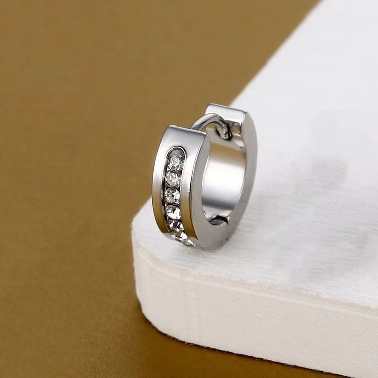 Стальные серьги-конго вставка стекло J11415CJJ