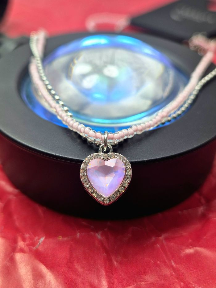 Бисерный чокер с подвеской в форме розового сердца J11438CJJ Бисерный чокер с подвеской в форме розового сердца J11438CJJ