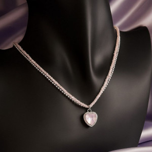 Бисерный чокер с подвеской в форме розового сердца J11438CJJ