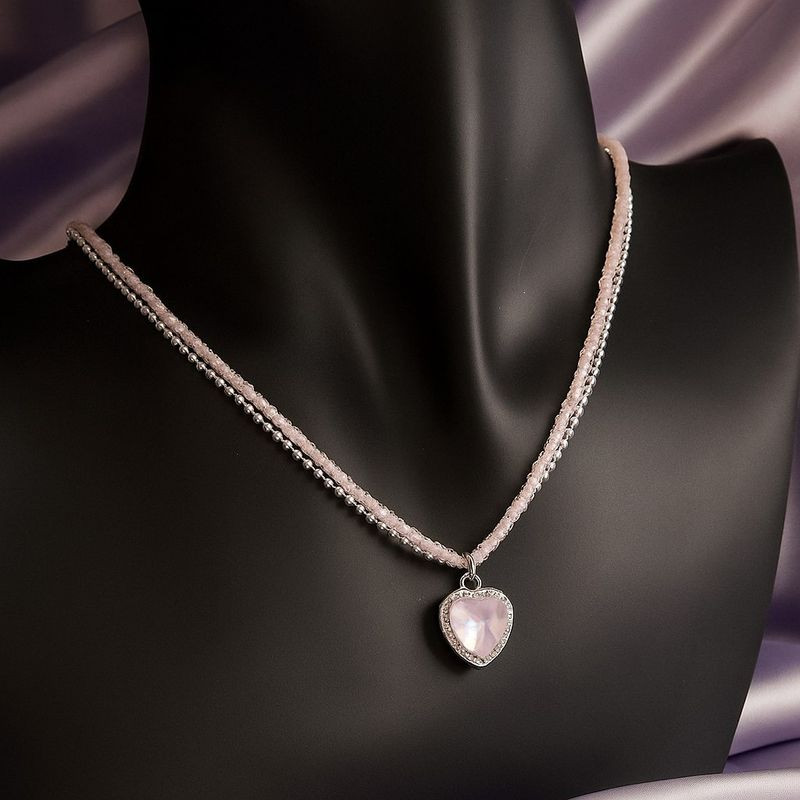 Бисерный чокер с подвеской в форме розового сердца J11438CJJ Бисерный чокер с подвеской в форме розового сердца J11438CJJ