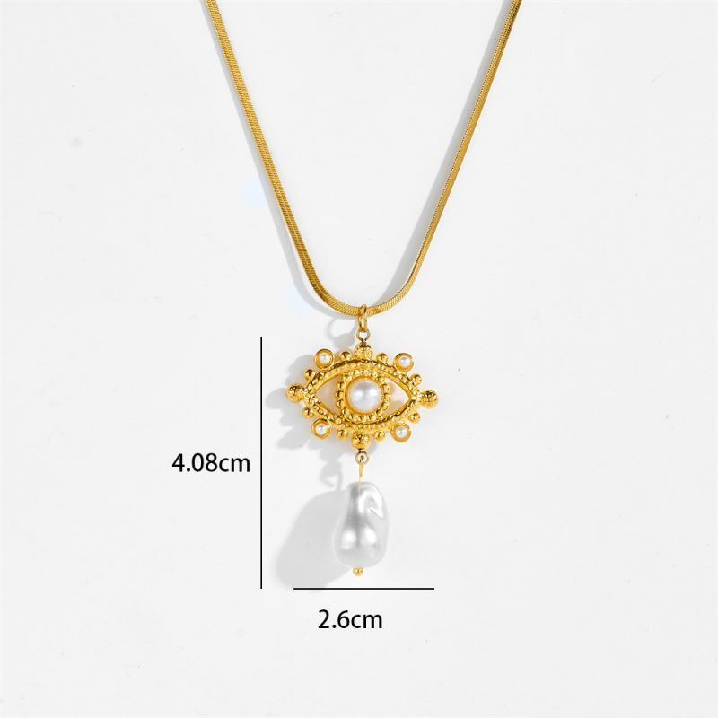 Цепочка с подвеской в форме глаза с кристаллом и жемчугом CJT29040