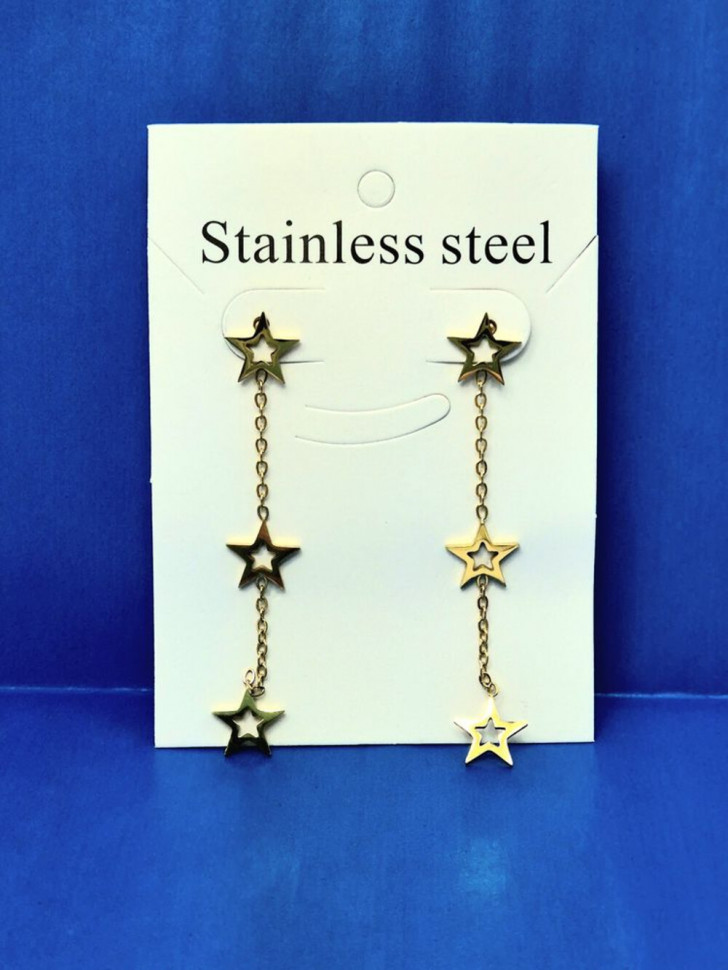 Серьги гвоздики звезда из стали с напылением золотом J11538CJJ