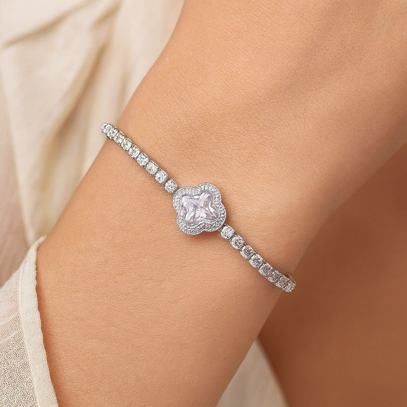 Браслет медь циркон напыление платиной 1J12501CJJ Браслет медь циркон напыление платиной 1J12501CJJ