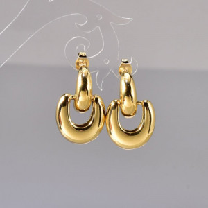 Серьги-кольца двойные литые переплетенные CJL14429 Серьги-кольца двойные литые переплетенные CJL14429