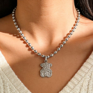 Серебряное колье из титановой стали с бабочкой CJW28361