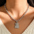 Серебряное колье из титановой стали с бабочкой CJW28361