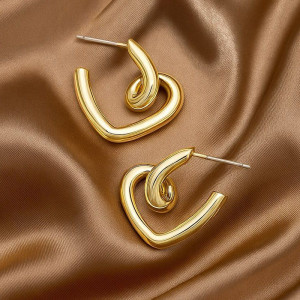 Серьги сердце ювелирный сплав с напылением золотом 1J12301CJJ Серьги сердце ювелирный сплав с напылением золотом 1J12301CJJ