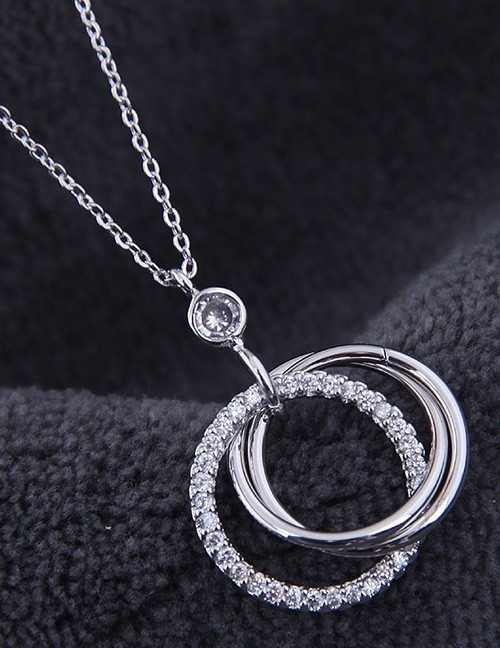 Золотистое Колье с тремя переплетенными кольцами A58772 Золотистое Колье с тремя переплетенными кольцами A58772