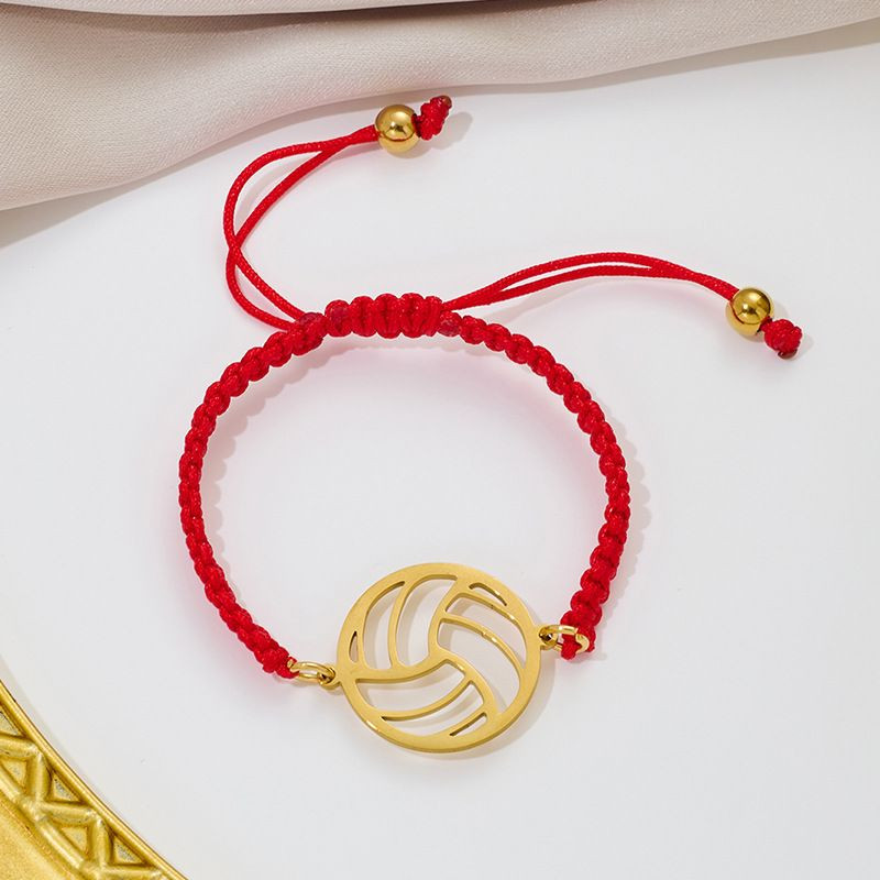 Браслет плетеная нить с золотистым волейбольным мячом CJQ65929