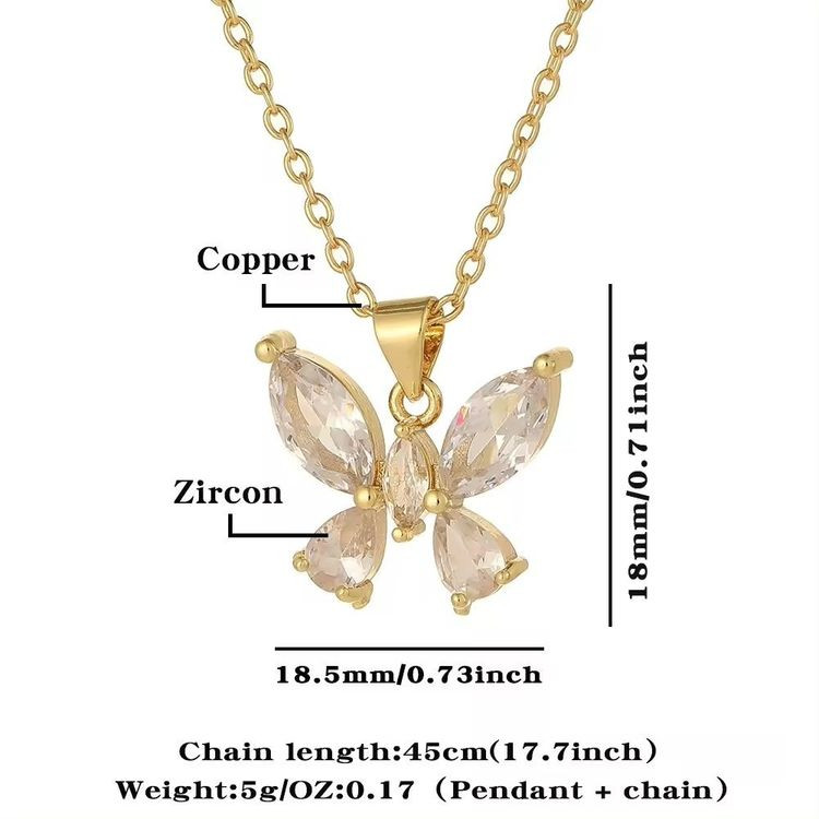 Цепочка с объемной подвеской-бабочкой из розовых кристаллов J10837CJJ