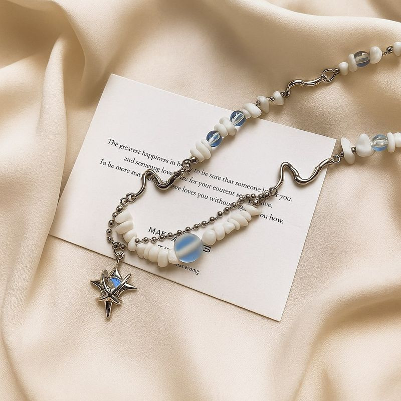 Комбинированное колье из стали с подвесками-звездами J11439CJJ Комбинированное колье из стали с подвесками-звездами J11439CJJ