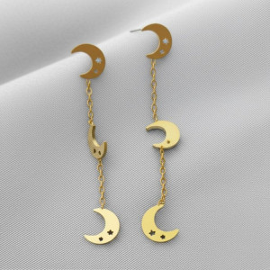 Длинные серьги-пусеты с каскадом полумесяцев J11539CJJ Длинные серьги-пусеты с каскадом полумесяцев J11539CJJ