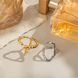 Разомкнутое кольцо с тонкими геометрическими контурами CJN49728