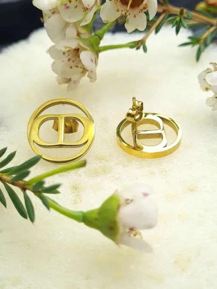 Серьги-гвоздики стальные с напылением золотом CD J10140CJJ Серьги-гвоздики стальные с напылением золотом CD J10140CJJ