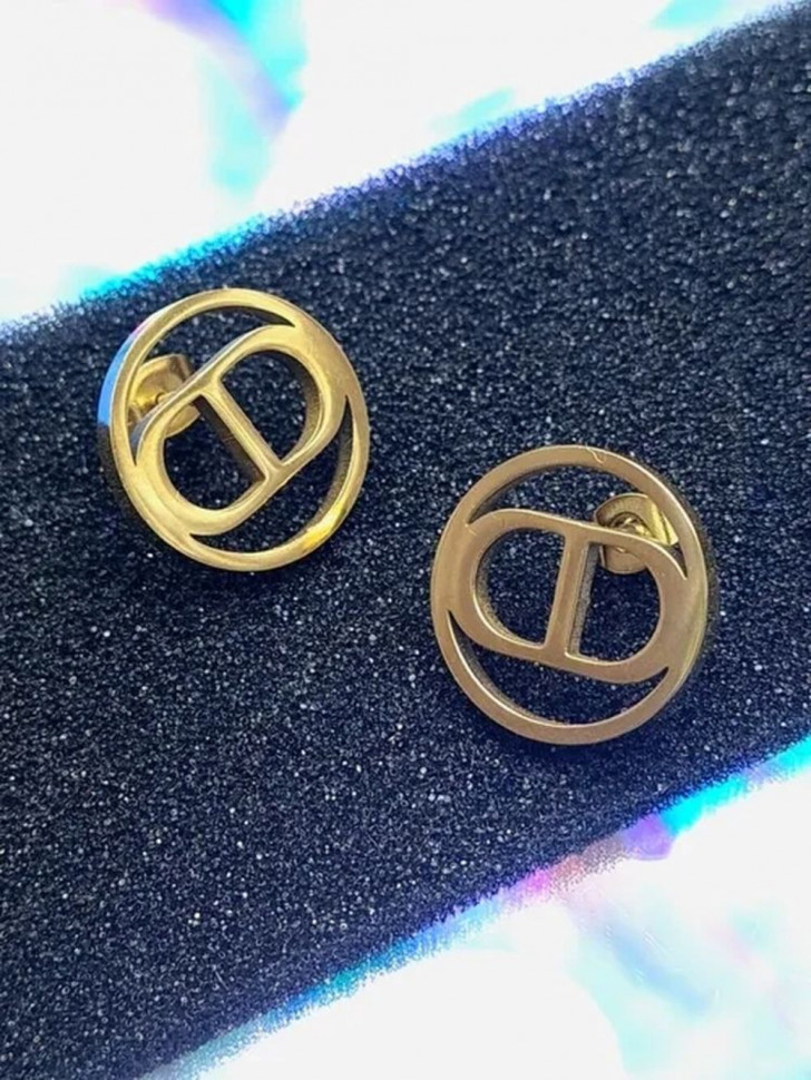 Серьги-гвоздики стальные с напылением золотом CD J10140CJJ Серьги-гвоздики стальные с напылением золотом CD J10140CJJ