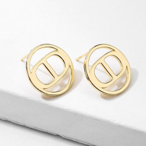 Серьги-гвоздики стальные с напылением золотом CD J10140CJJ