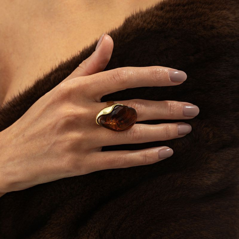 Кольцо с крупной акриловой вставкой произвольной формы CJT03708