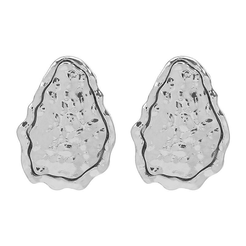 Серьги-гвоздики Капли из жатого серебра CJ04236