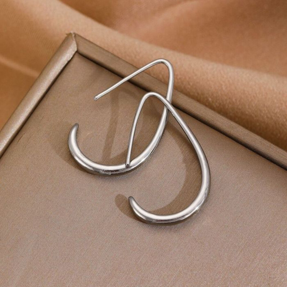 Дизайнерские серьги-пусеты Тонкие разомкнутые капли CJH93515