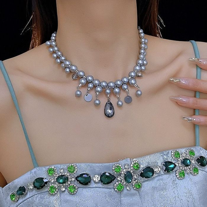 Массивное Ожерелье с крупными кристаллами и каплями CJL32539