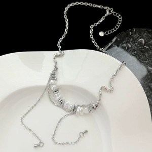 Цепочка из стали и жемчуга J11440CJJ Цепочка из стали и жемчуга J11440CJJ