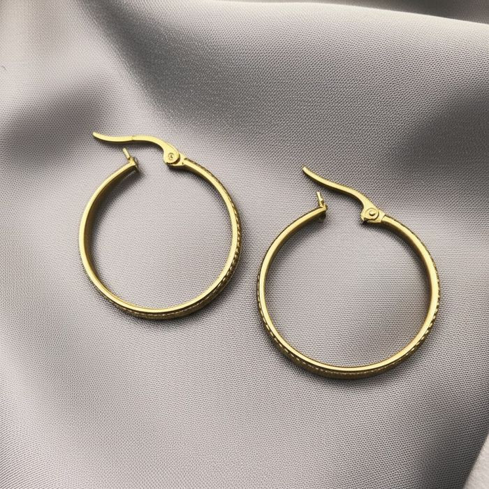 Серьги кольца из стали с напылением золотом J11540CJJ