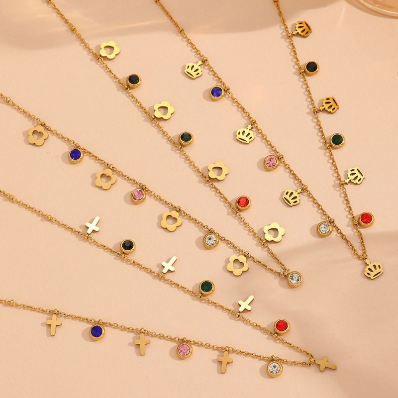 Золотистая цепочка с цветными камнями и крестами CJL19794 Золотистая цепочка с цветными камнями и крестами CJL19794