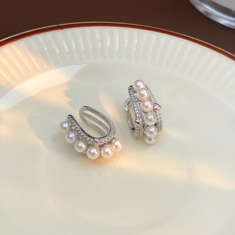 Тройные серьги-каффы с жемчугом CJL32451