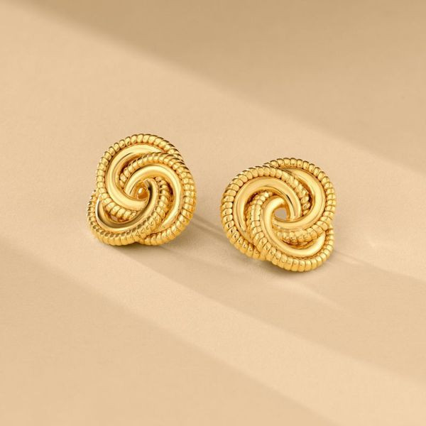 Фактурные пусеты Плетеные кольца CJL50183