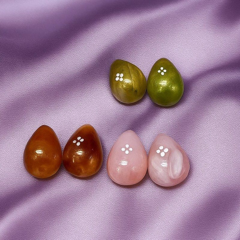 Набор разноцветных акриловых серег пусет в форме глянцевых капель 1J10141СJJ