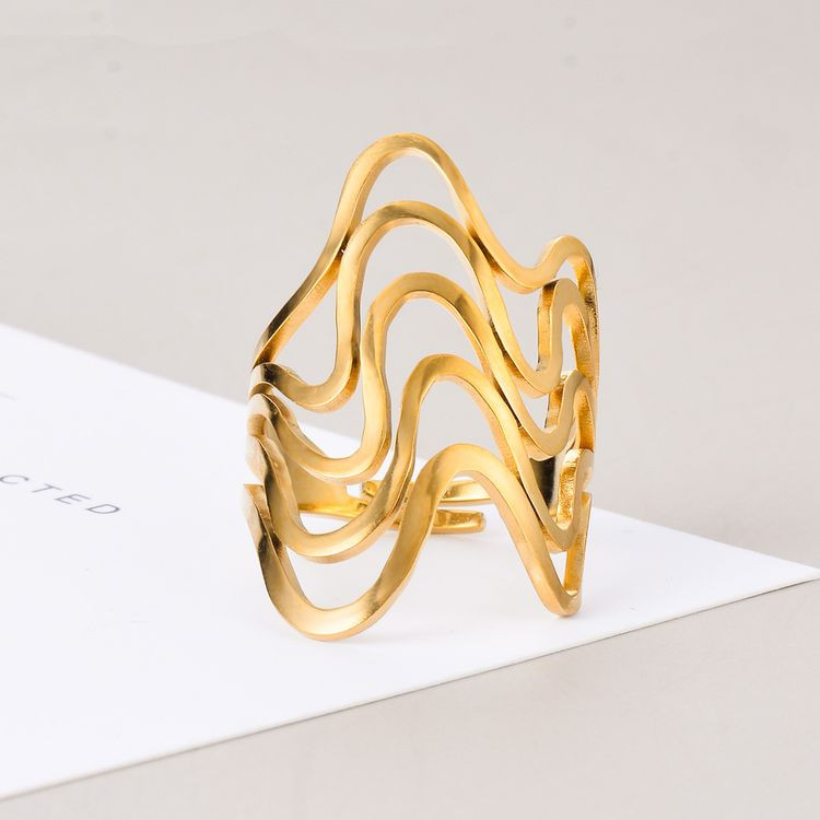 Высокое фаланговое кольцо с волнообразным узором CJL79235