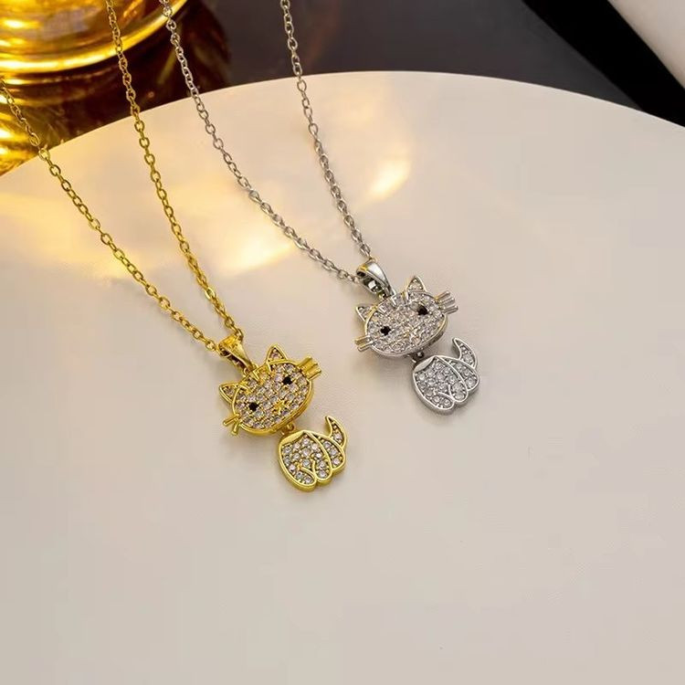 Цепочка с подвеской в форме головы кошки с кристаллами J10843CJJ