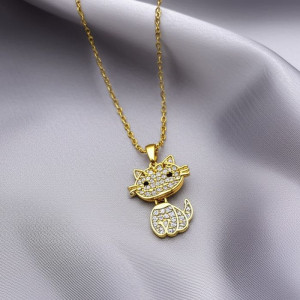 Цепочка с подвеской в форме головы кошки с кристаллами J10843CJJ Цепочка с подвеской в форме головы кошки с кристаллами J10843CJJ