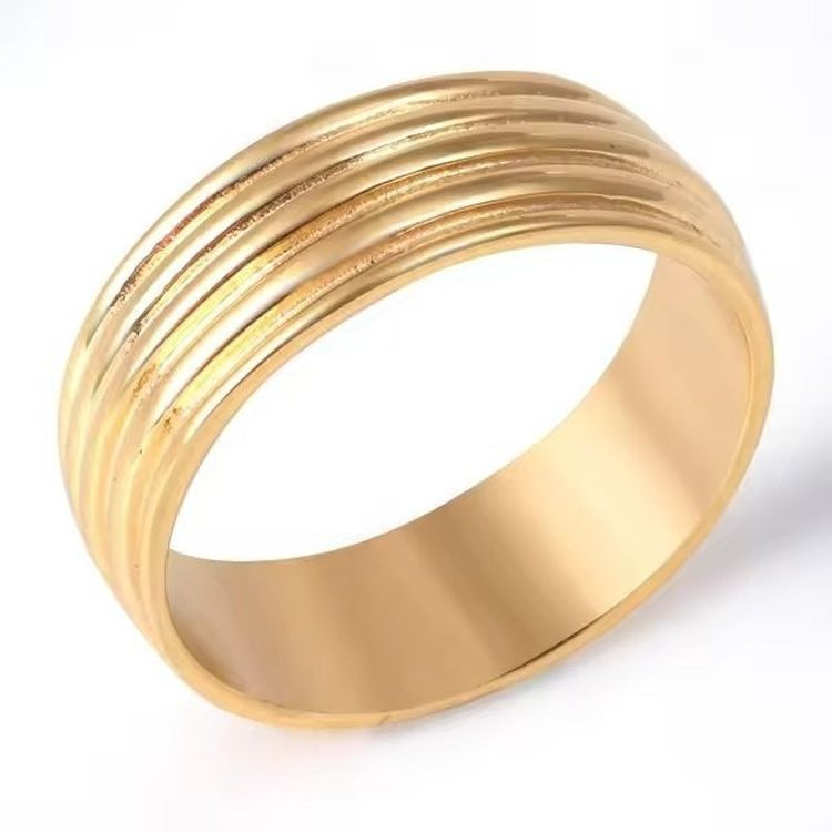 Классическое кольцо с тройной рифленой поверхностью J10322CJJ Классическое кольцо с тройной рифленой поверхностью J10322CJJ
