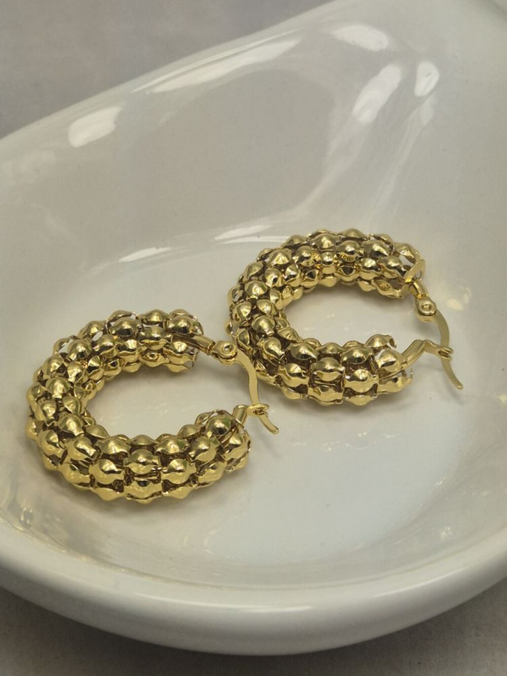 Серьги кольца из стали с напылением золотом J11541CJJ