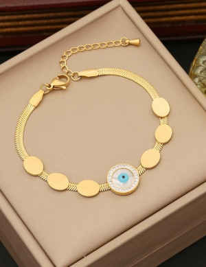 Браслет-цепочка с круглыми вставками и эмалью Z54820