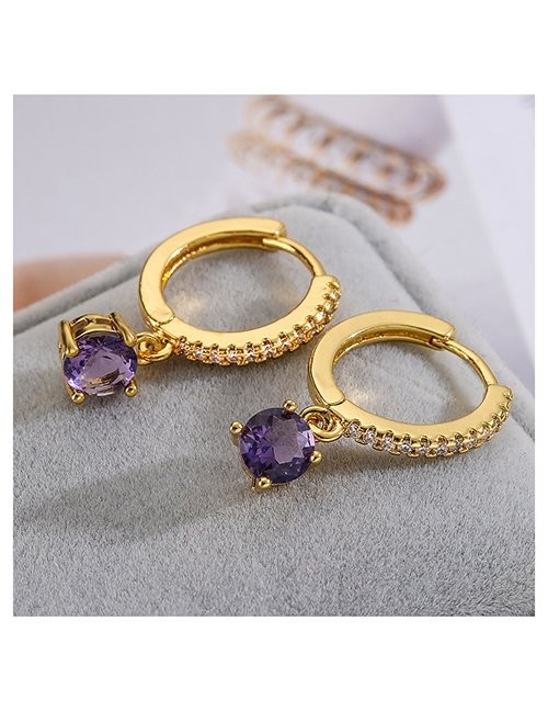 Серьги-кольца с аметистовыми подвесками L76210 Серьги-кольца с аметистовыми подвесками L76210