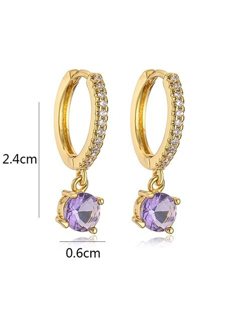 Серьги-кольца с аметистовыми подвесками L76210 Серьги-кольца с аметистовыми подвесками L76210