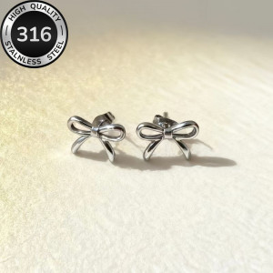 Стальные серьги из стали с бантом CJZ47819 Стальные серьги из стали с бантом CJZ47819