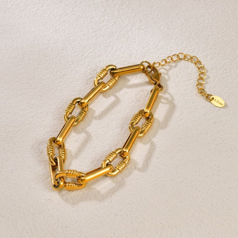 Браслет-цепочка комбинированный с цилиндрическими звеньями CJP77870