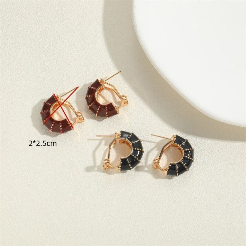 Серьги-кольца с белой эмалью CJC96385